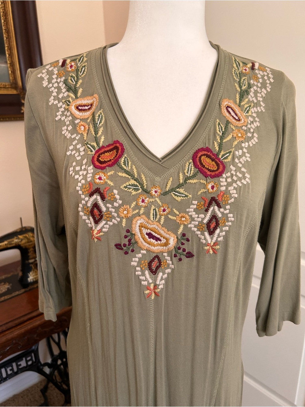 Soft Surroundings Vieja Embroidered Maxi Dress